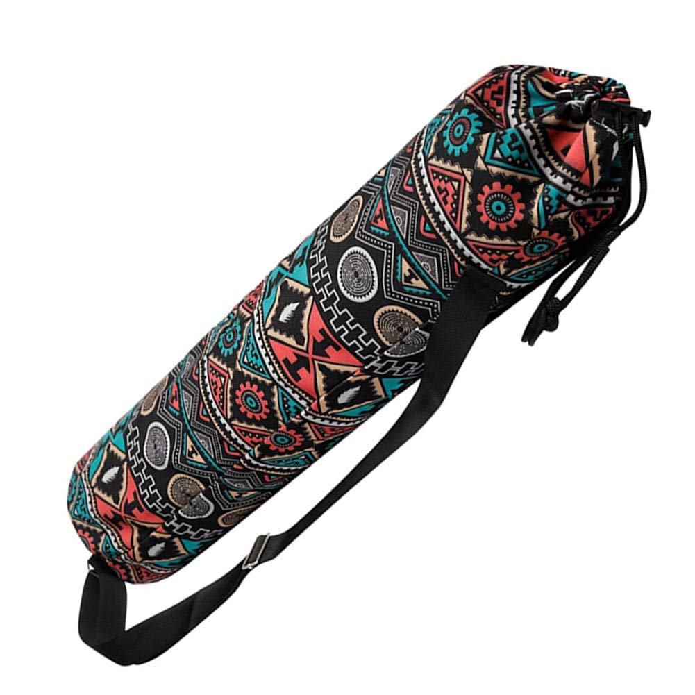 BREEZEY Yoga Mat Storage Bag - Printed Zipper Drawstring Carrier with Adjustable Straps | Yoga Equipment Organizer for Home, Gym & Outdoor Use