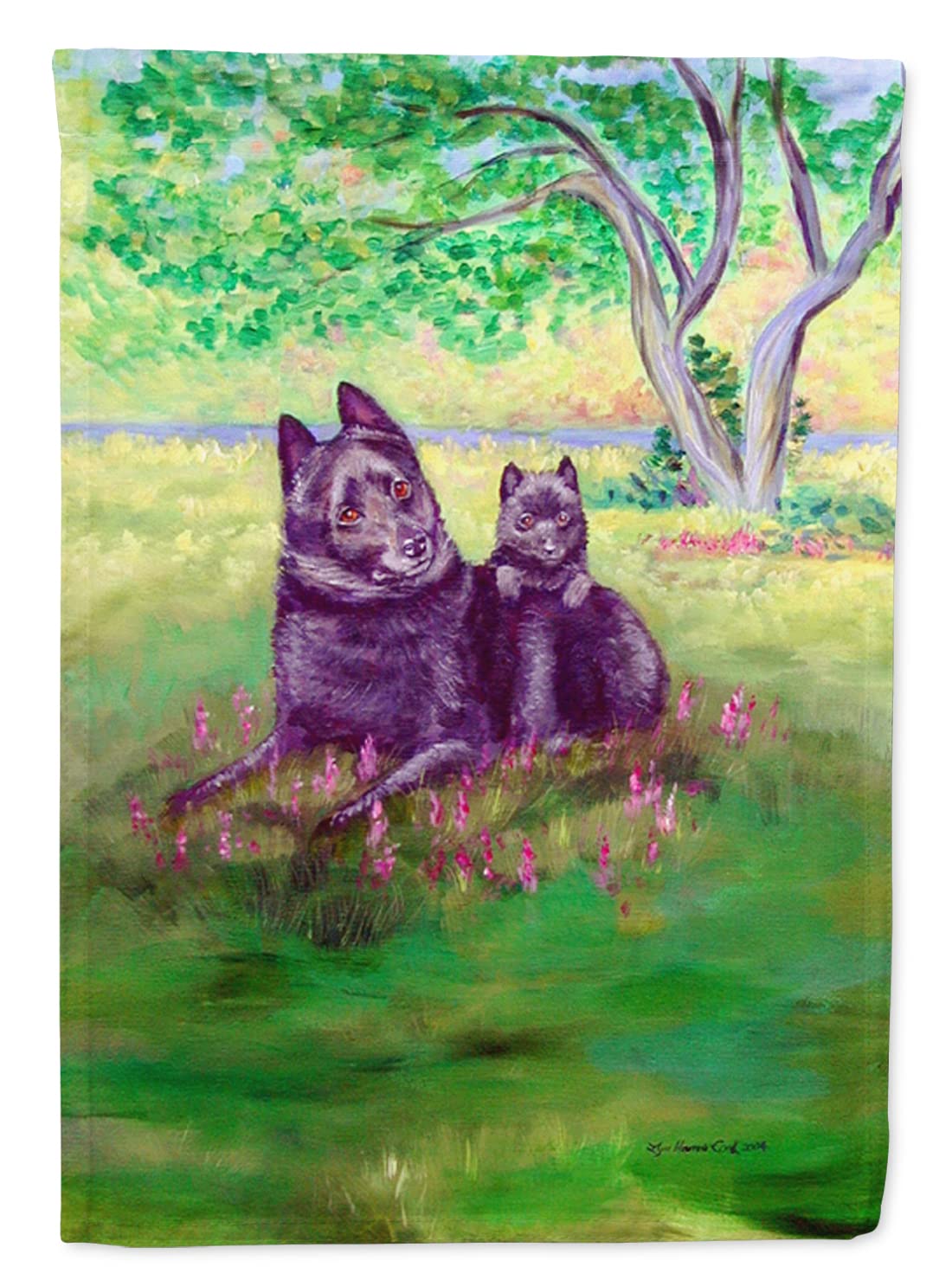 Caroline's Treasures 7263GF Schipperke and Puppy Garden Flag - Colorful Decorative Yard Banner for Mailbox, Patio, Flower Beds & Outdoor Decor | Perfect for Seasonal Displays, Dog Lover Gifts & Home Garden Accents