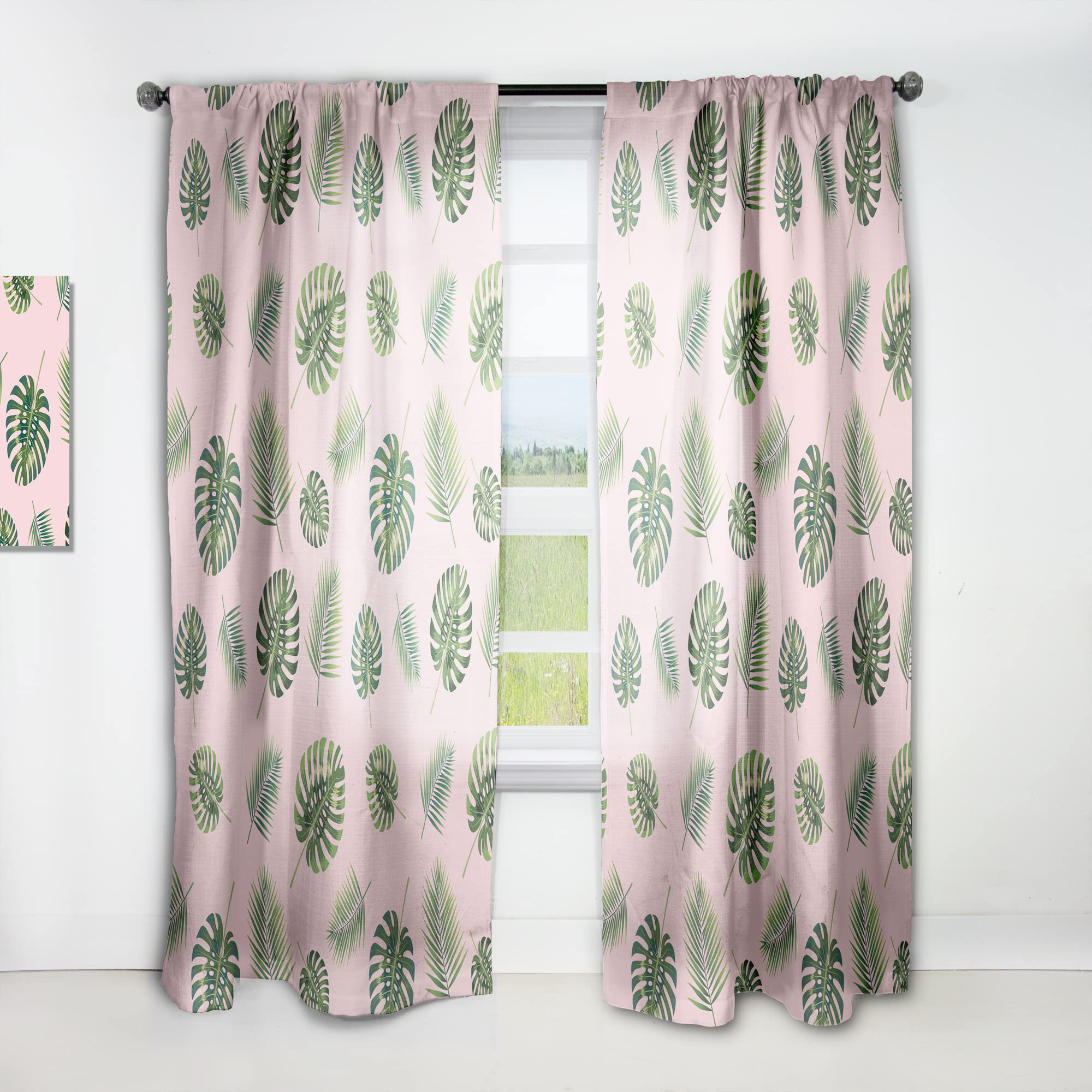 DesignQ Tropical Palm Leaf Blackout Curtains - Thermal Insulated Single Panel 52x95 Inches - Perfect for Bedroom & Living Room - Enhances Privacy & Blocks Sunlight