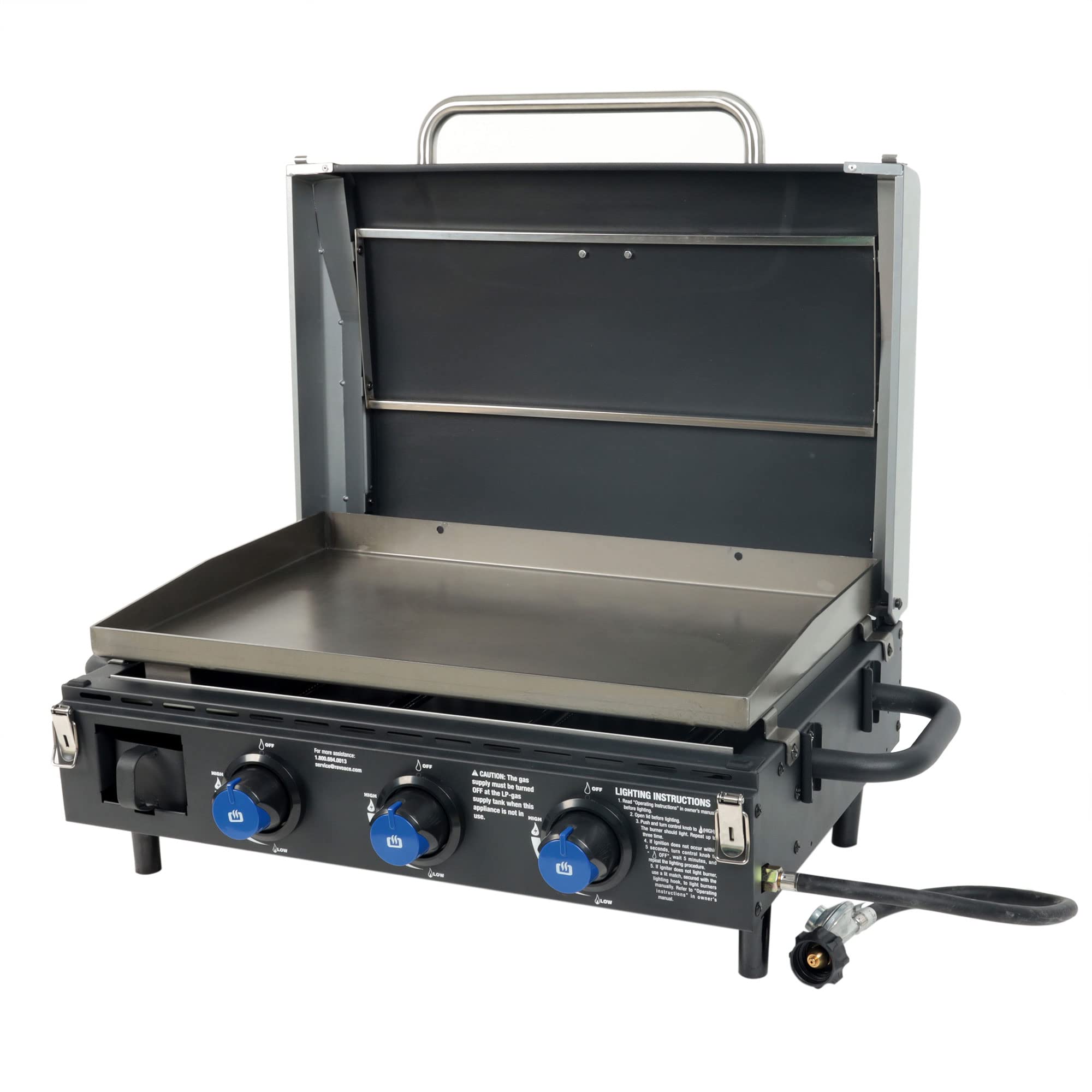Portable Gas Griddle Grill - 2 Burner Outdoor Stove for Backyard BBQ, Camping & Tailgating | Tabletop Cooking Station for Pancakes, Burgers & More