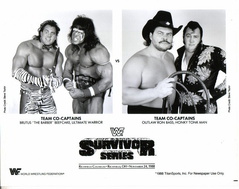 1988 Survivor Series Wrestling Match: Ultimate Warrior & Brutus Beefcake vs. Honky Tonk Man & Greg Valentine - WWE Vintage Collectible for Wrestling Fans & Memorabilia Collectors