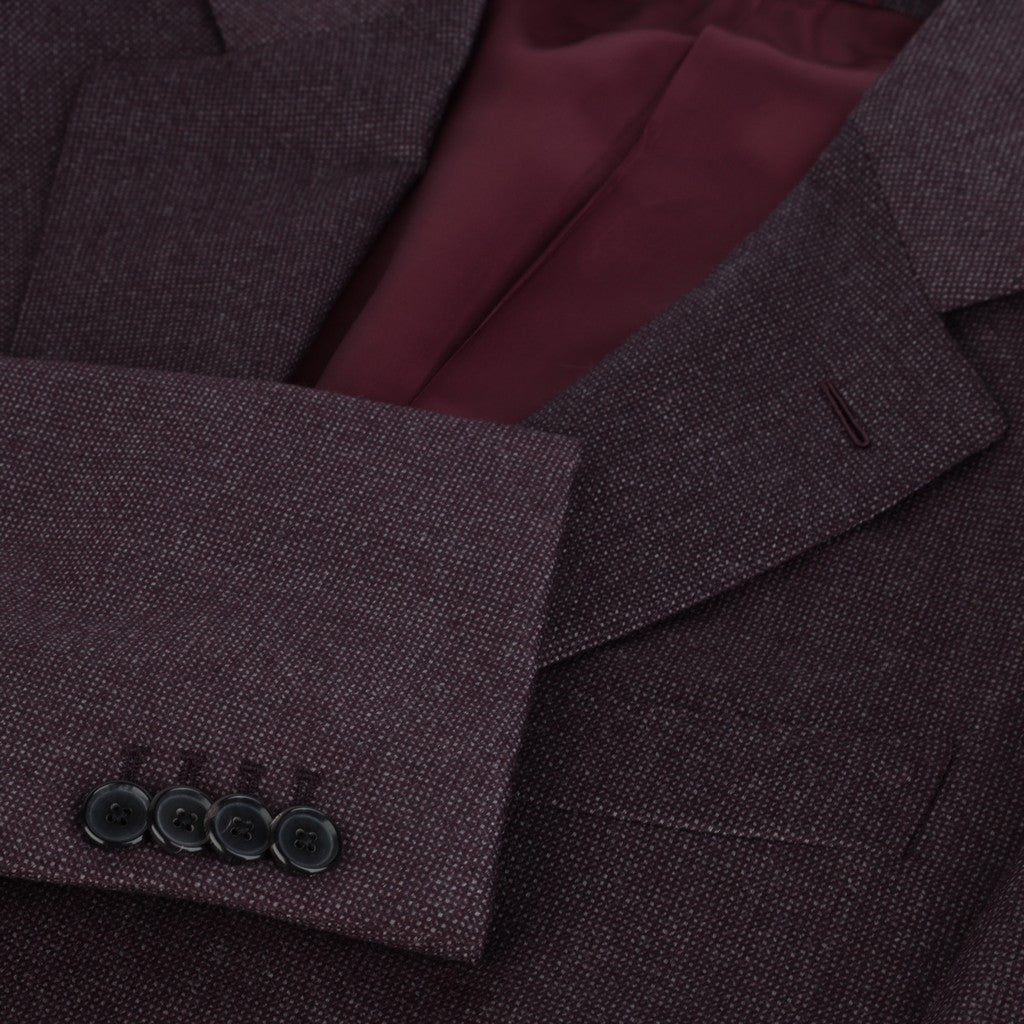 HENRY SARTORIAL X CARUSO Norma Single Breasted Notch Blazer Jacket for Men - Dark Burgundy Suit Coat - Perfect for Business, Office & Formal Events