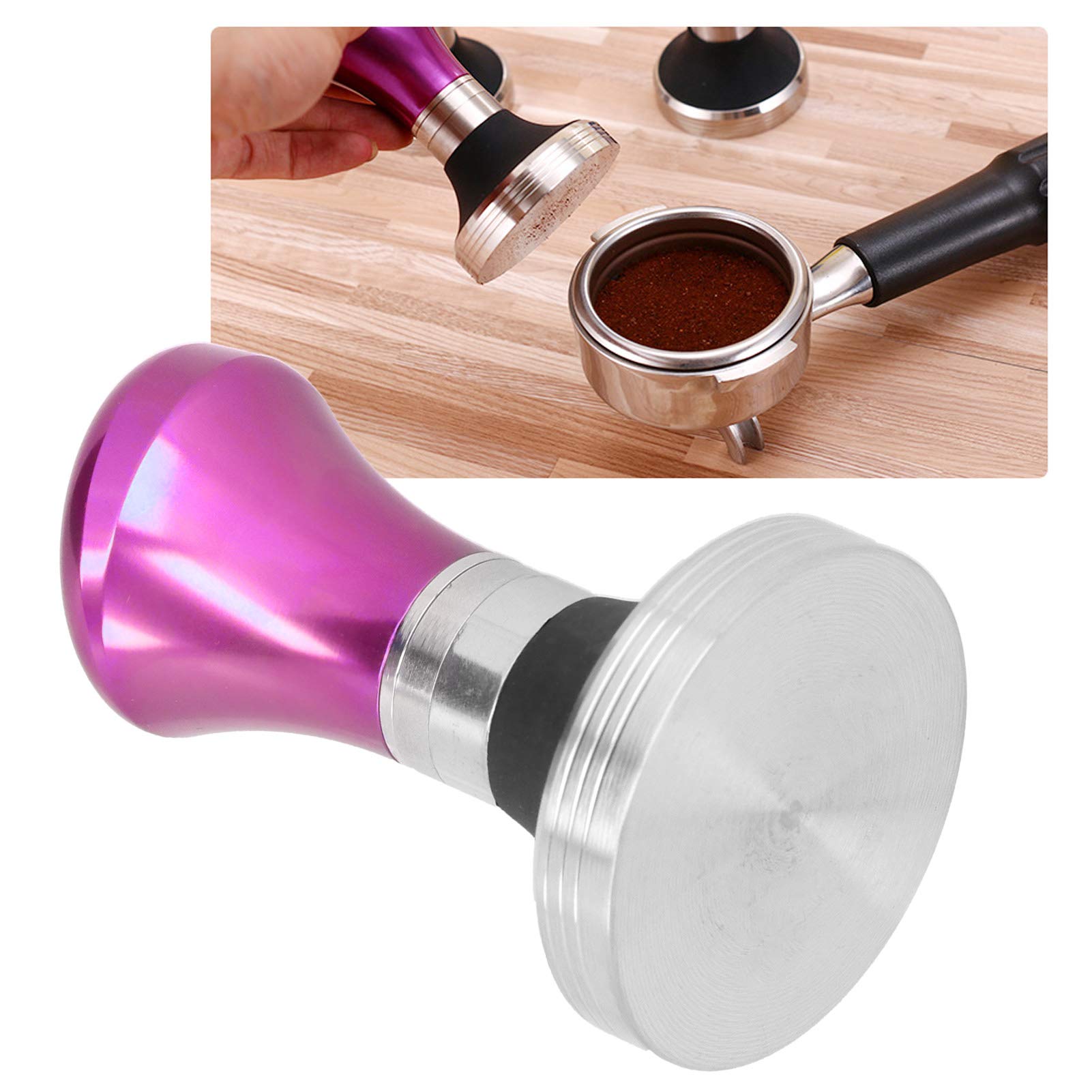 Premium 58mm Coffee Tamper - Stainless Steel Flat Base Espresso Powder Press with Adjustable Height - Perfect for Home Baristas & Coffee Shops - Barista Accessories for Espresso Machines (Rose Red) - Ideal for Latte Art & Professional Coffee Brewing