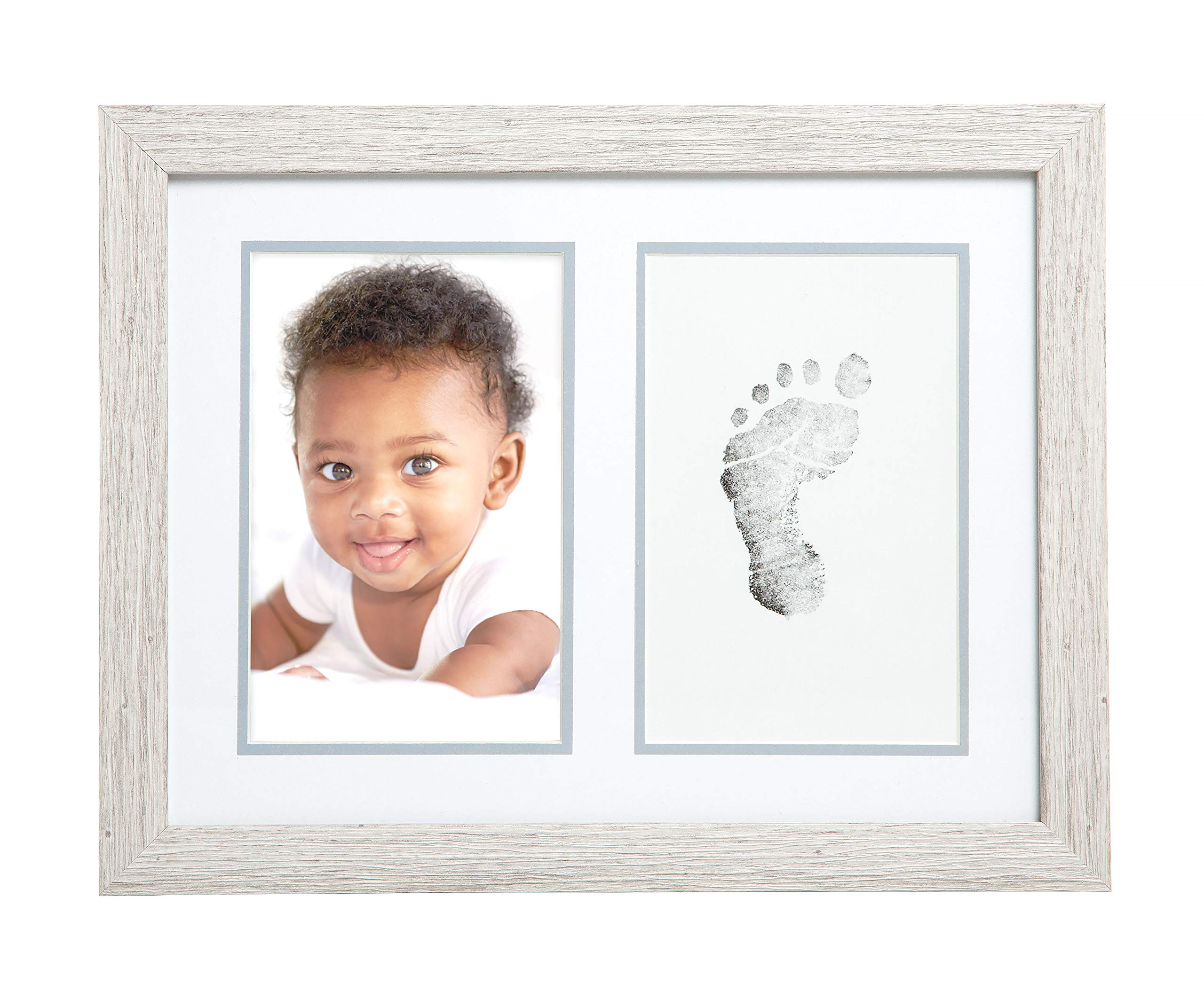 Kate & Milo Rustic Baby Footprint Photo Frame and Ink Kit - Handcrafted Wood Keepsake for Newborn Memories, Woodland Nursery Décor, Rustic Picture Frames for Baby Shower Gifts & Nursery Wall Art - Perfect for First Birthday, Christening, and Family Photo Displays
