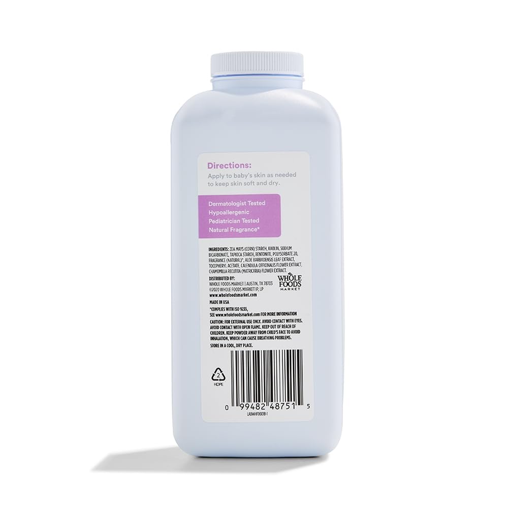 365 by Whole Foods Market Baby Powder, 15 Ounce | Talc-Free & Hypoallergenic | Gentle Care for Baby's Skin | Diaper Changes & Sensitive Skin Care