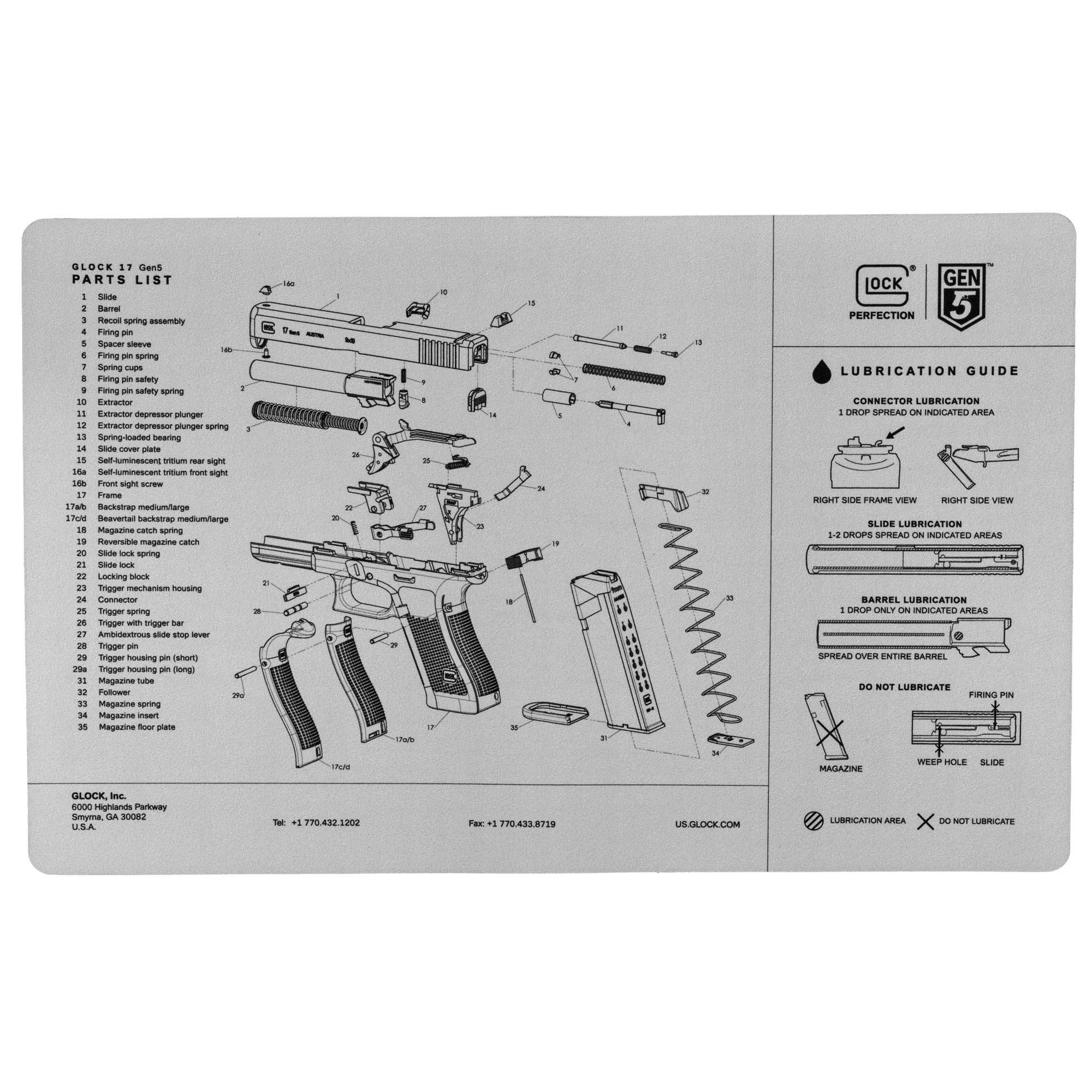 Glock Bench Mat - Non-Slip Gray Cleaning & Maintenance Mat for Gun Workbench - Perfect for Firearm Cleaning, Repair & Assembly