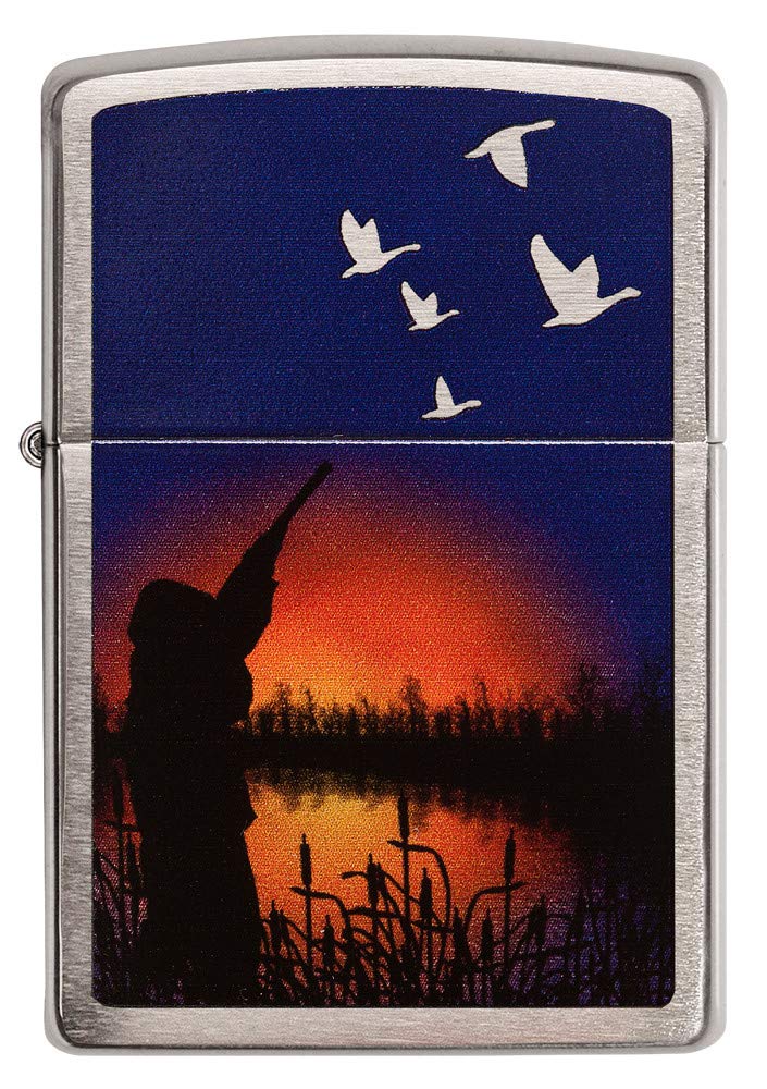 Zippo Sunset Pond Pocket Lighter - High Polish Chrome Finish | Windproof Refillable Metal Lighter for Camping, Hiking & Outdoor Adventures