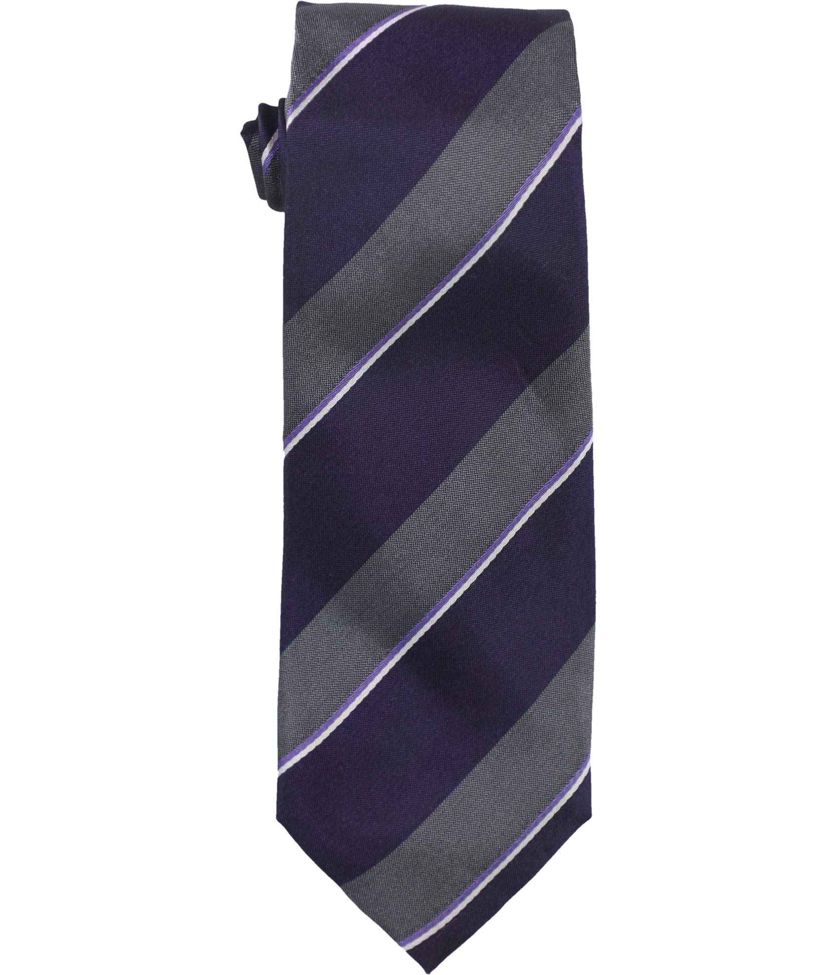 Alfani Men's Purple Stripe Self-Tie Necktie - Classic Slim Business Neckwear for Office, Wedding & Formal Events - One Size Fits All