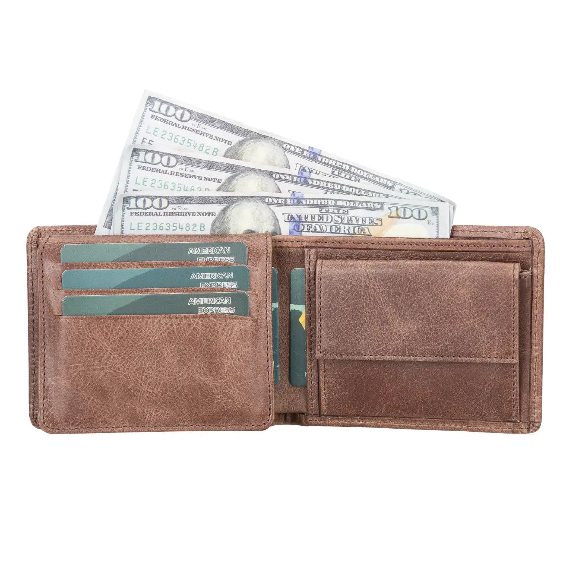 Genuine Leather Men's Wallet - Slim RFID Blocking Bifold Wallet for Men - Classic Brown Leather Wallet for Everyday Use & Travel