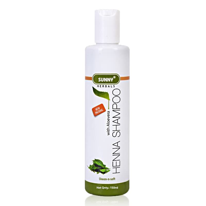 Sunny Herbals Henna Shampoo with Aloe Vera - Controls Scalp Oil, Conditions Hair for Softness & Shine | Tangle-Free Formula for Men & Women | 150ml (Pack of 1) | Perfect for Daily Hair Care & Oily Scalp Treatment