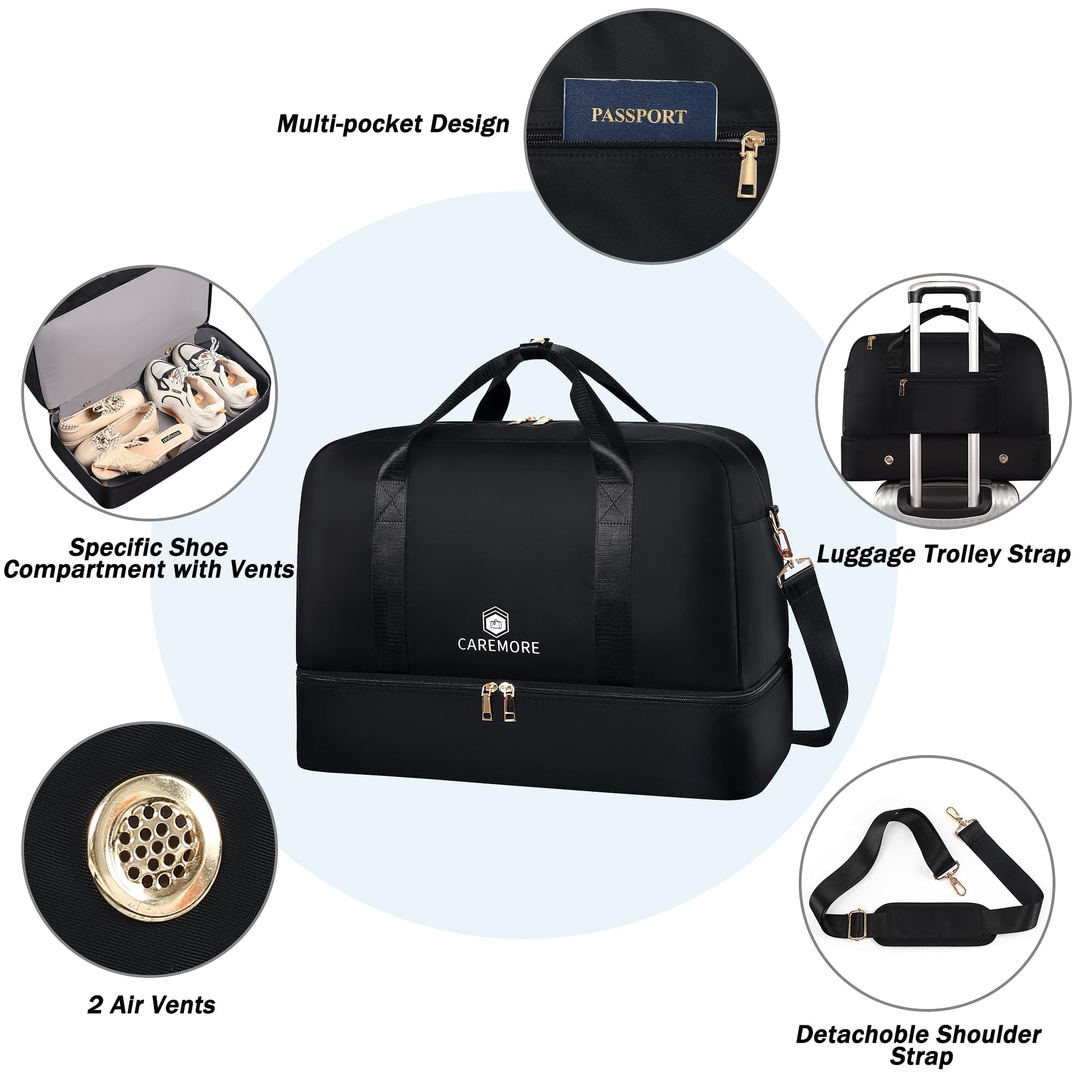 Stylish Weekender & Duffle Travel Bag for Women & Men - 21’’ Carry-On with Shoe Compartment, Perfect for Gym, Airline Personal Item & Overnight Trips (Brown) - Ideal for Business Travel, Weekend Getaways & Sports Activities