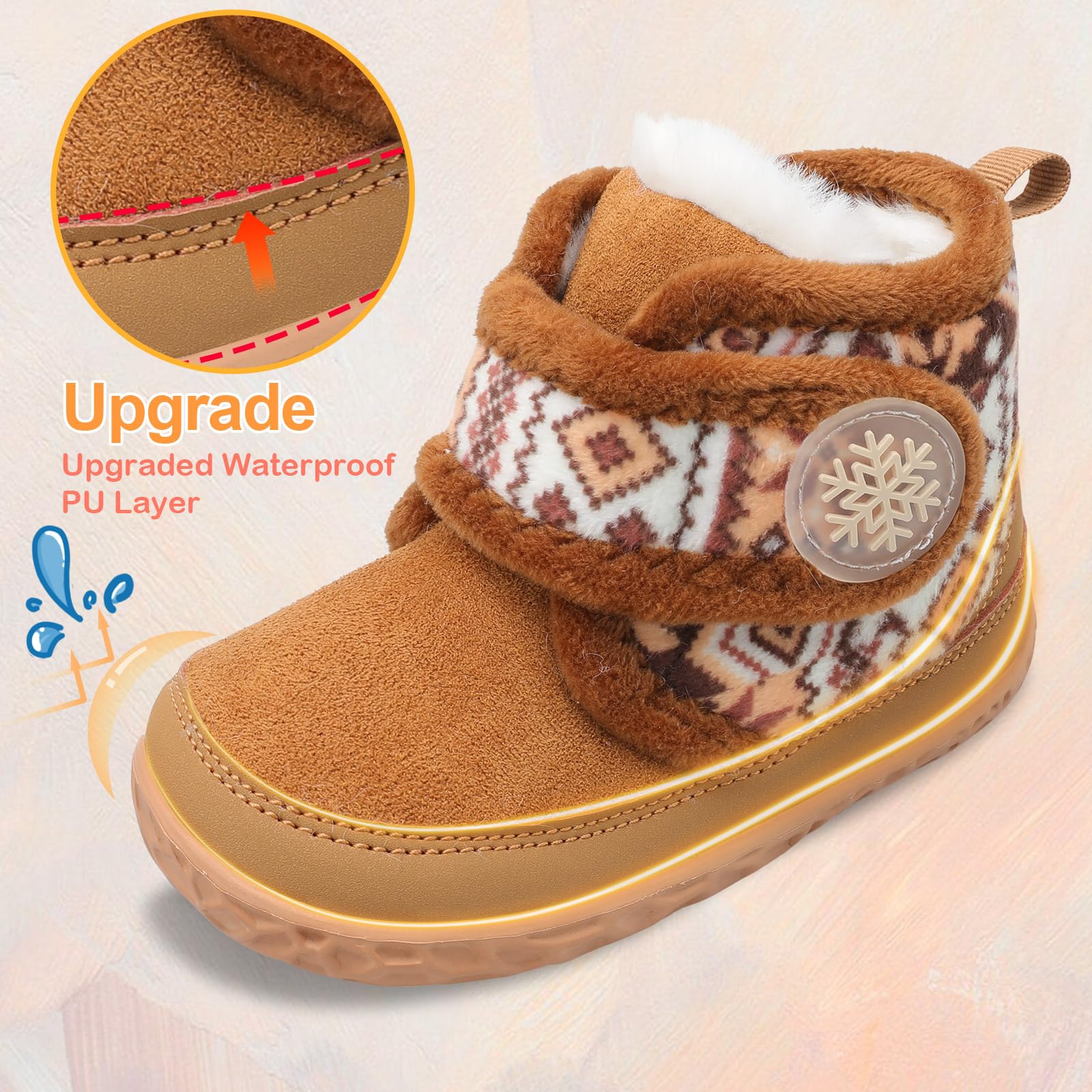 Toddler Slippers for Boys & Girls - Fuzzy Winter Boots with Hard Sole for Home & Play