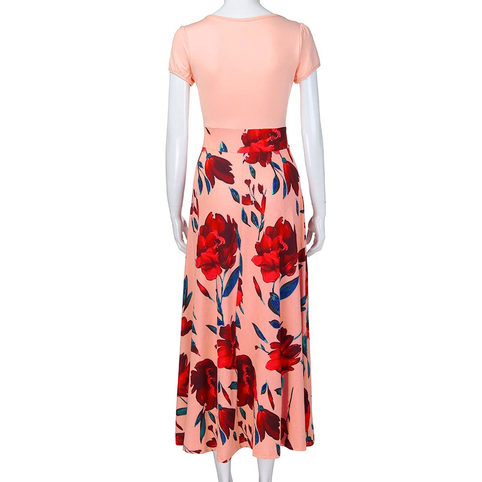 2024 Women's Summer Dresses - Floral Printed Short Sleeve Formal Graduation Dress Plus Size | Perfect for Beach Vacations, Garden Parties & Special Occasions