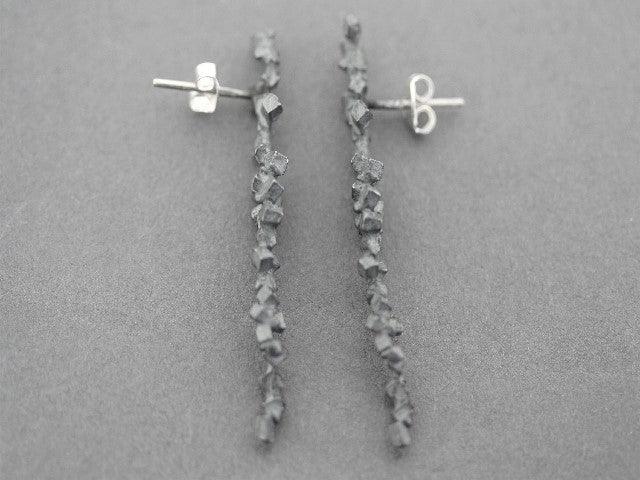 Druzy Long Post Stud Earrings - Oxidized Silver Dangle Earrings for Women - Perfect for Casual Wear, Parties & Special Occasions