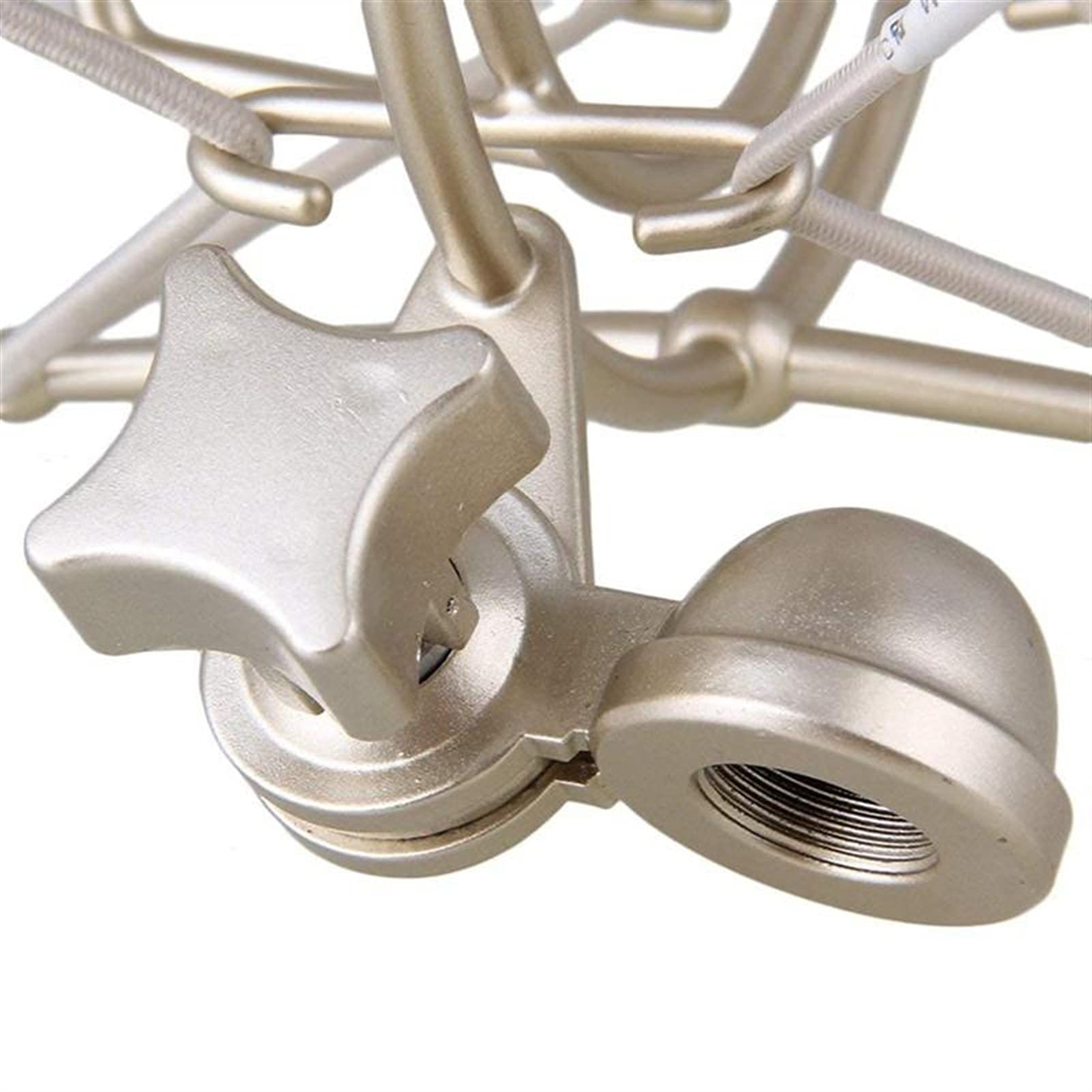 Premium Metal Spider Suspension Shockproof Mic Holder - Champagne Silver | Adjustable Microphone Stand Clip for Computer, Karaoke, Podcast & Studio Recording | Durable Shockproof Frame for Professional Audio Setup