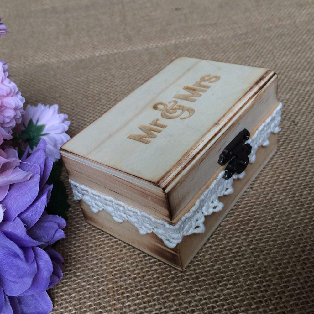 Elegant Wooden Wedding Ring Box for Engagement - Mr & Mrs Ring Bearer Holder - Perfect for Ceremonies, Proposals & Vow Renewals