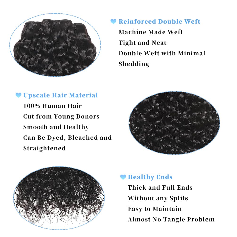 100% Unprocessed Virgin Wet and Wavy Human Hair Bundles 20 22 24 Inch - 12A Burmese Curly Hair Extensions Natural Black for Styling & Volume | Perfect for Daily Wear, Parties & Special Occasions