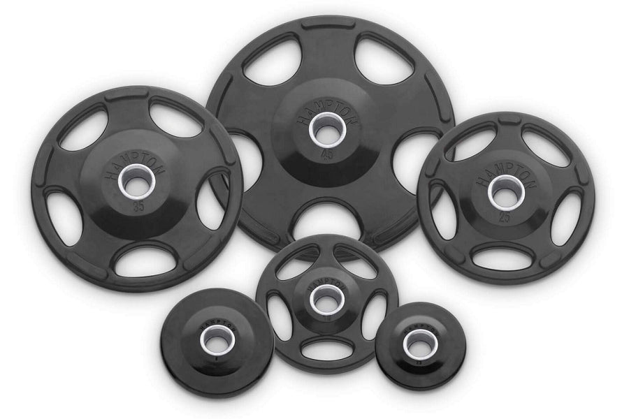 Hampton Olympic Grip Urethane Weight Plates - Premium Rubber Coated Gym Weights for CrossFit, Powerlifting & Home Workouts