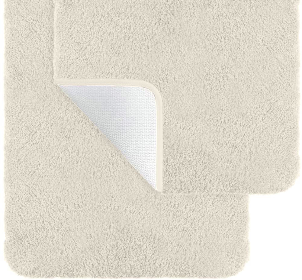 Premium Luxury Bath Rug Set of 2 - Ultra Soft & Thick Absorbent Microfiber Bathroom Mats - Quick Dry Machine Washable - Plush Shower & Tub Floor Mats 20x30 Ivory - Perfect for Bathroom, Spa & Master Suite Decor