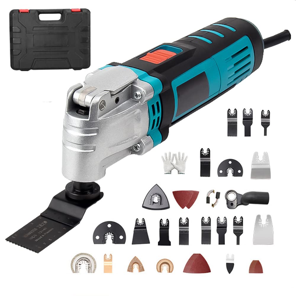 500W Oscillating Multi-Tool with 6 Variable Speeds & 5° Oscillation Angle - 62pc Blade Kit & Anti-Vibration Handle for Wood, Metal, Drywall Cutting - Perfect for DIY Projects, Home Renovations & Professional Construction Work