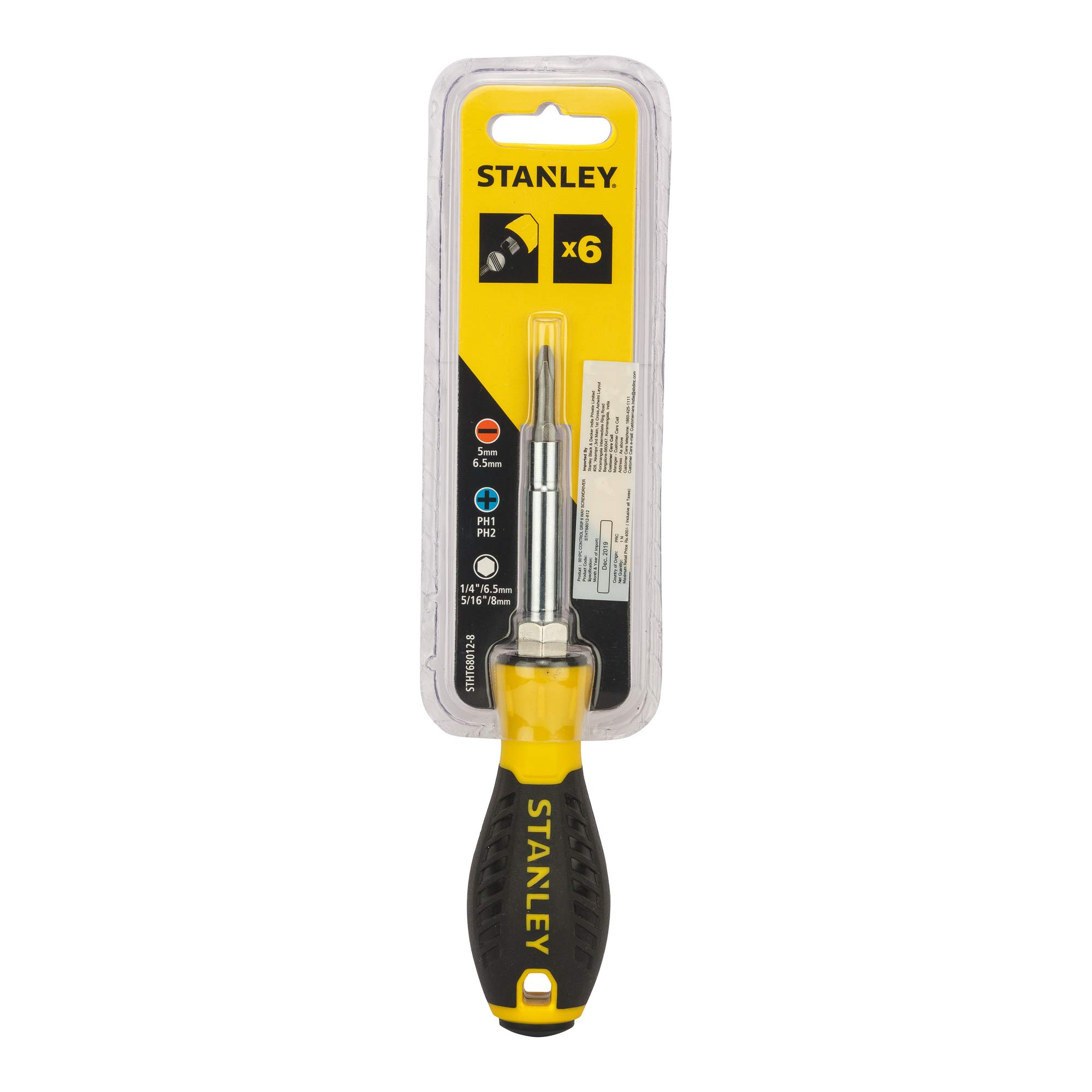 STANLEY 6-in-1 Multi-Bit Screwdriver Set with Magnetic Tip (68-012) - Perfect for Home Repairs, DIY Projects & Professional Toolkits