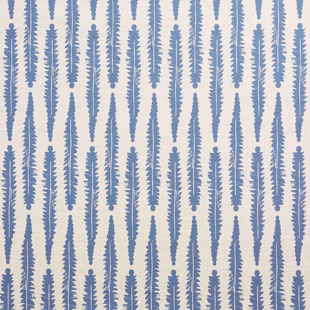Fern Printed Fabric - Linen Cotton Blend Indigo Blue Textile Sample for DIY Crafts, Home Decor & Upholstery Projects