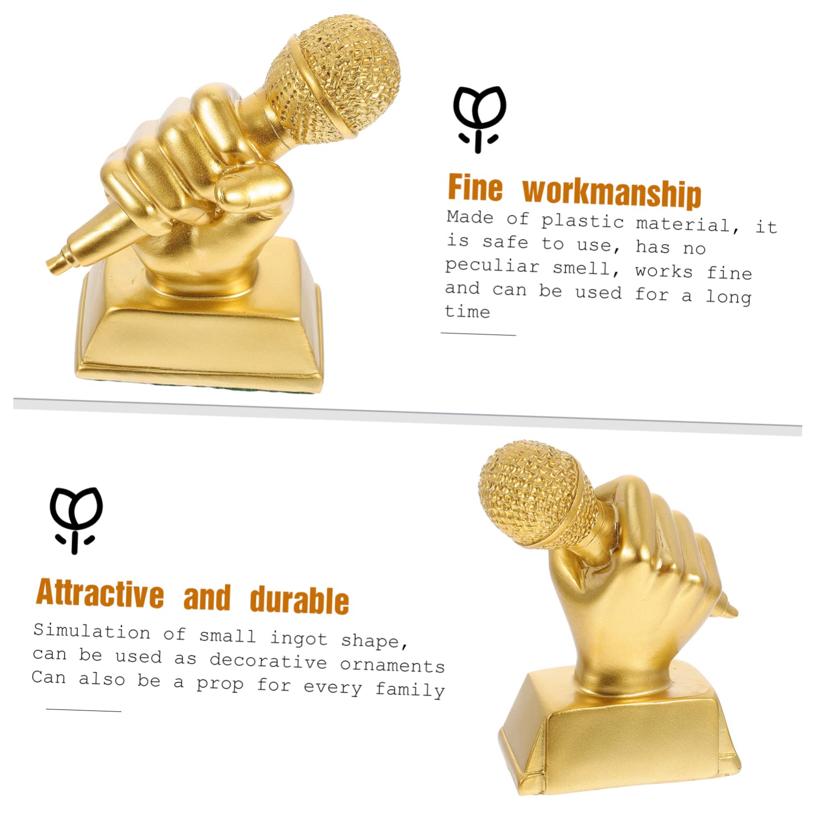 Yardwe 3-Piece Musical Trophy Decor Set - Resin Microphone Trophy Cup, Sports Award & Home Decor - Perfect for Student Gifts, Housewarming, Sports Awards & Kids Room Decor