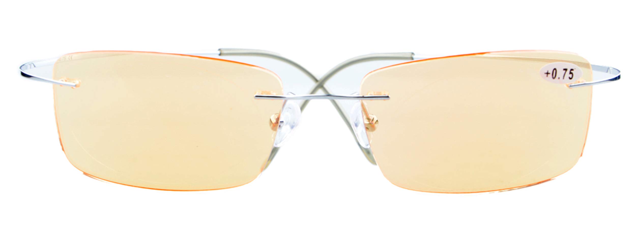 CessBlu Rimless Blue Light Blocking Glasses for Men - Titanium Computer & Reading Eyeglasses with UV Protection - Reduce Eye Strain for Work, Gaming & Screen Time