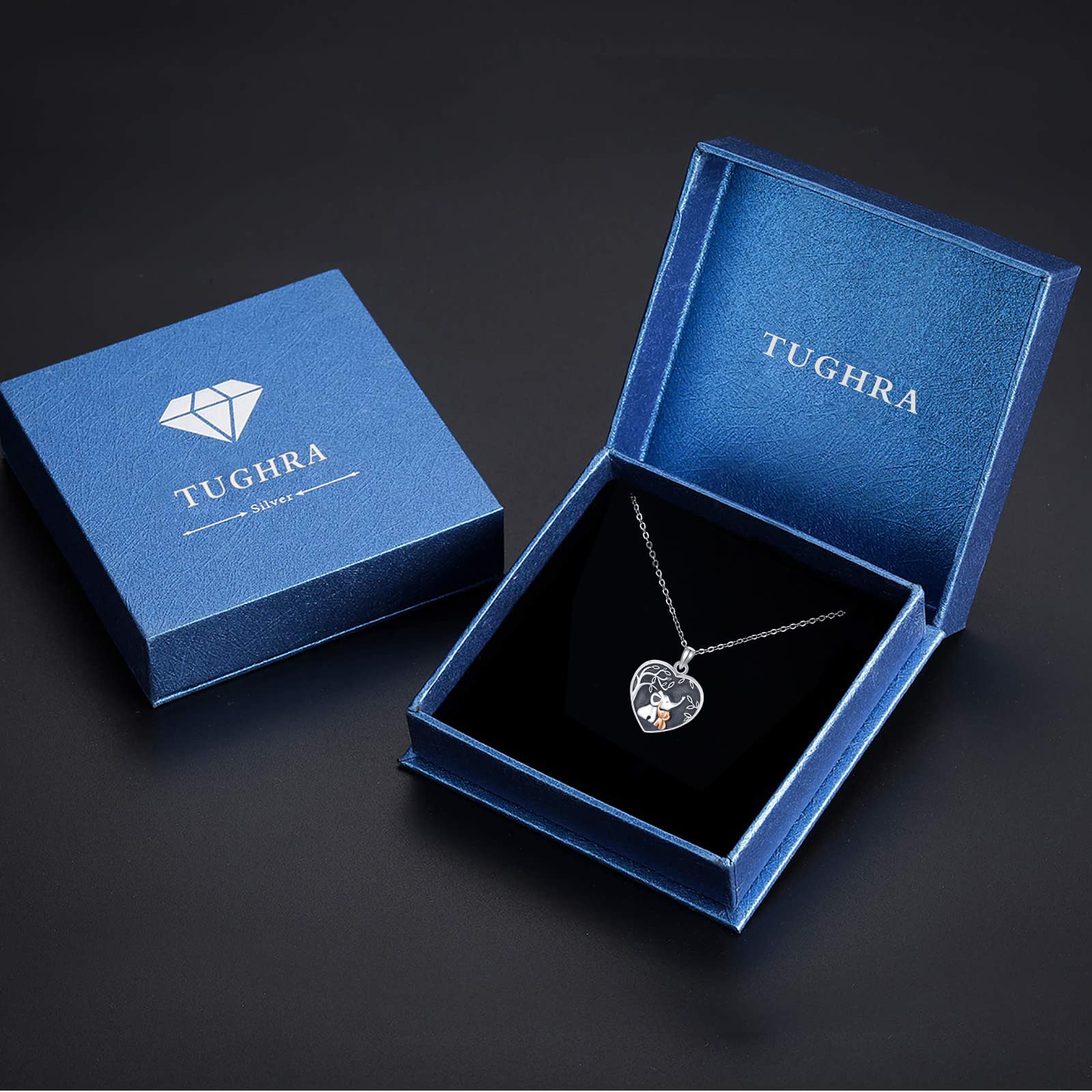 TUGHRA Women's Sterling Silver Elephant Locket Necklace - Personalized Engraved Jewelry Gift for Mom, Daughter, Grandma - Birthday, Anniversary, Mother's Day Present - Perfect for Special Occasions & Everyday Elegance