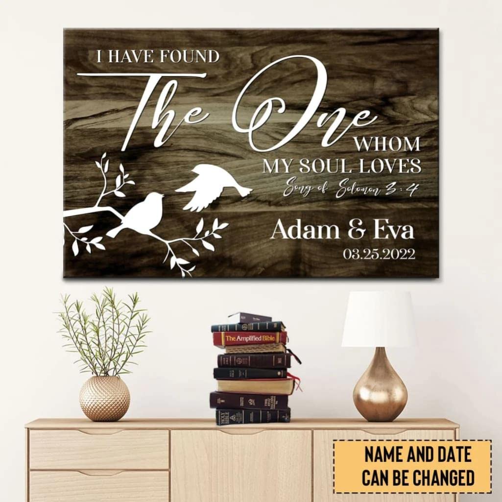 Personalized 'I Have Found The One Whom My Soul Loves' Jesus Wall Art - Custom Christian Canvas Prints for Home & Church Decor - Meaningful Horizontal God Art for Bedroom, Living Room & Worship Spaces
