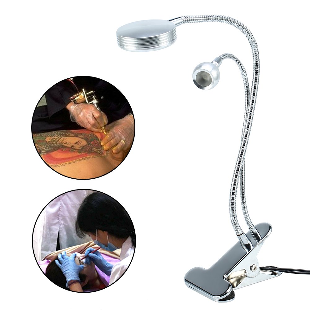 ZJchao Clip On LED Desk Lamp - Adjustable Double Head USB Reading Light with Clamp for Home Office, Makeup, Manicure & Lash Extensions | Portable Task Lighting for Studying, Working & Beauty Care