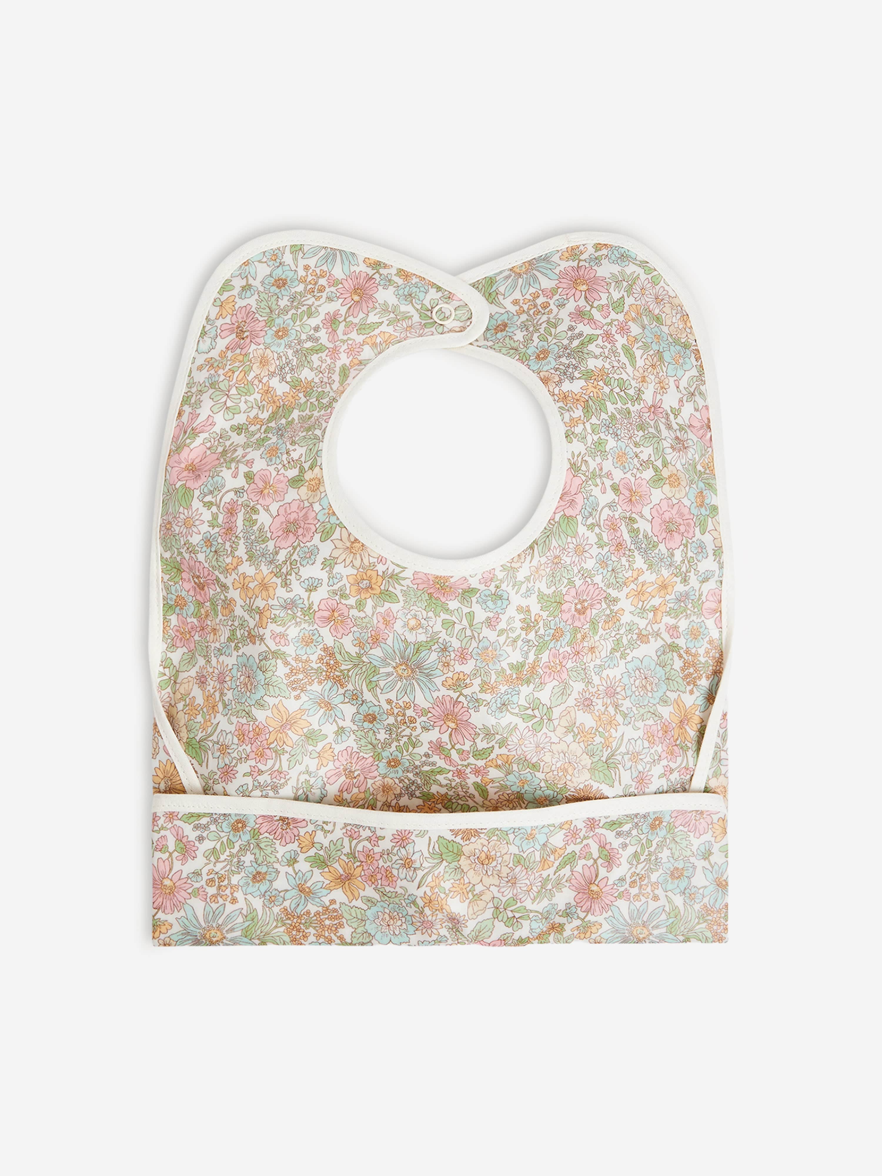 Adorable Floral Baby Girls Bib with Snap Clip - Soft & Absorbent (33.2 x 25.6 x 6cm) - Perfect for Mealtime, Drooling & Messy Play