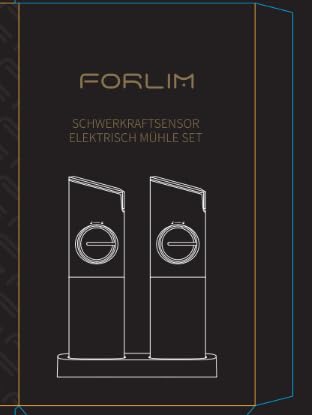 FORLIM Gravity Electric Salt and Pepper Grinder Set - USB Rechargeable, Adjustable Coarseness, Large Capacity, One-Hand Operation with LED Light (Stainless Steel Grey) - Perfect for Kitchen, Dining Table, Camping & Travel