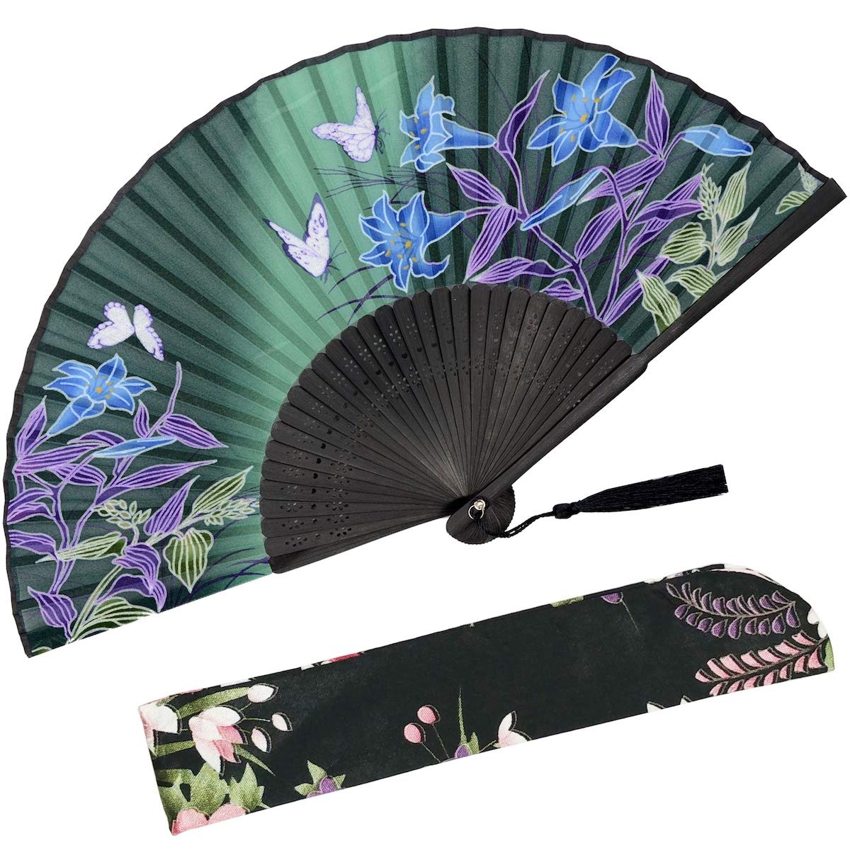 Zolee Small Folding Hand Fan for Women - Vintage Chinese Japanese Bamboo Silk Fans - Perfect for Dance, Performance, Wedding, Party & Home Decoration - Elegant Gift Idea (WZS-27) - Summer Cooling Accessory & Cultural Performance Prop