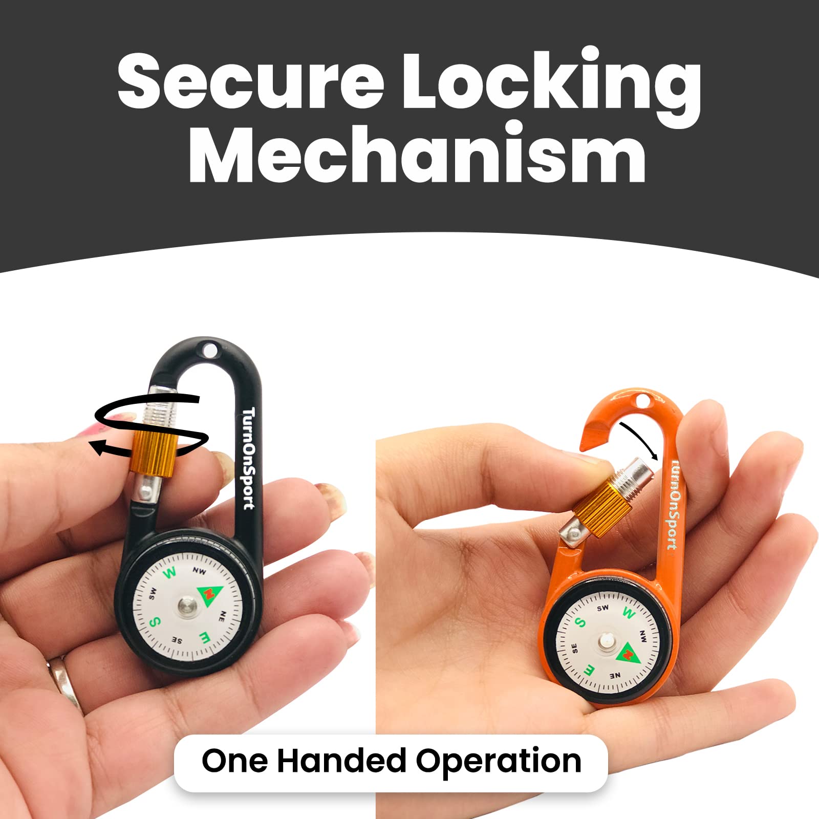 **2-Pack Magnetic Carabiner Clip-On Compass Keychain – Compact Hiking Compass for Backpacks, Survival Gear & Outdoor Adventures – Perfect for Kids, Camping, Hiking & Emergency Preparedness**