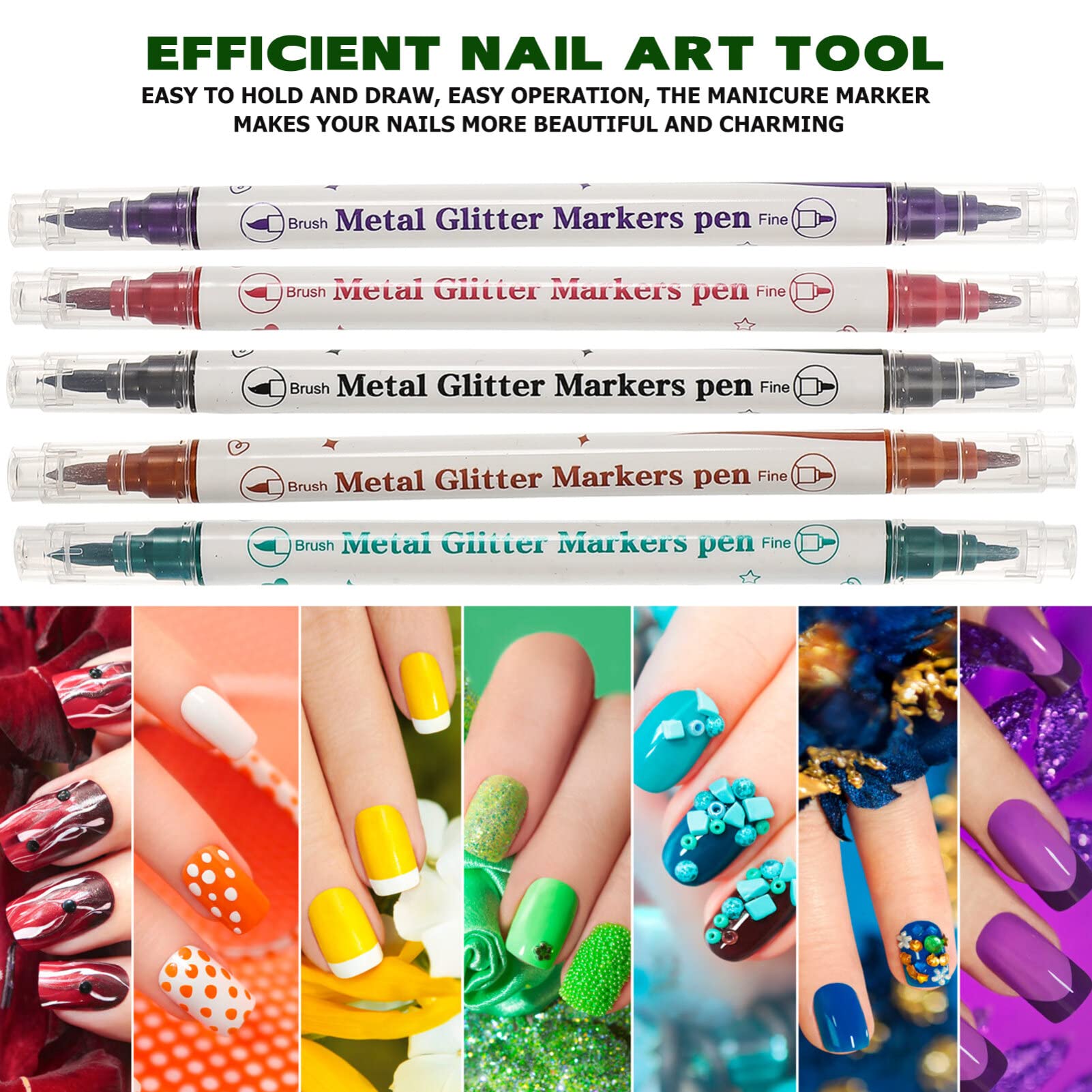 FOMIYES 10pcs Nail Art Pens Set - Double Head Nail Gel Polish & Dotting Tools for Professional Manicure, Nail Salon Supplies, DIY Nail Design, 3D Nail Art Drawing Brush Pens - Perfect for Home & Salon Use