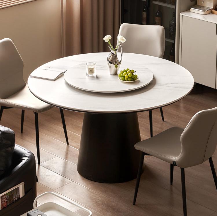 Solid Oak Wood Round Dining Table with Rock Plate - Perfect for Farmhouse, Rustic, and Modern Dining Rooms