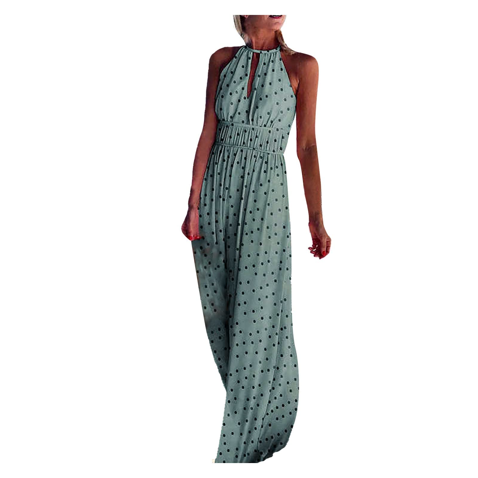 ALLZ Women's Casual Elegant Long Dress - Round Neck Halter Backless Sexy Print Maxi Dress for Party, Beach & Evening Wear | Flowy Summer Dress for Women