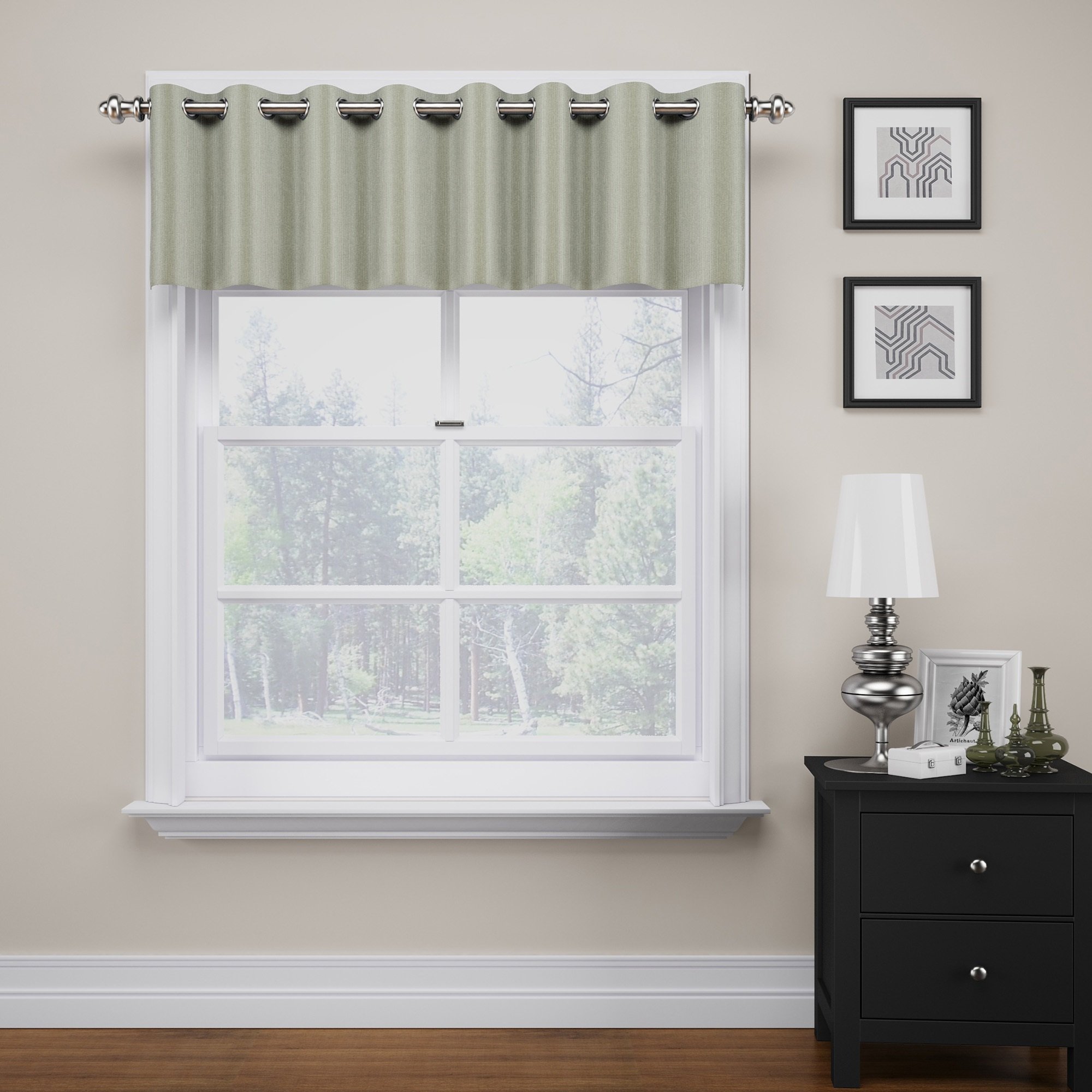 Eclipse Luxor Short Valance Window Curtains 52x18 Inch - Sage Green Blackout Curtain Panel for Small Windows, Bathroom, Living Room & Kitchen - Perfect for Privacy & Light Control in Bedrooms, Dorm Rooms