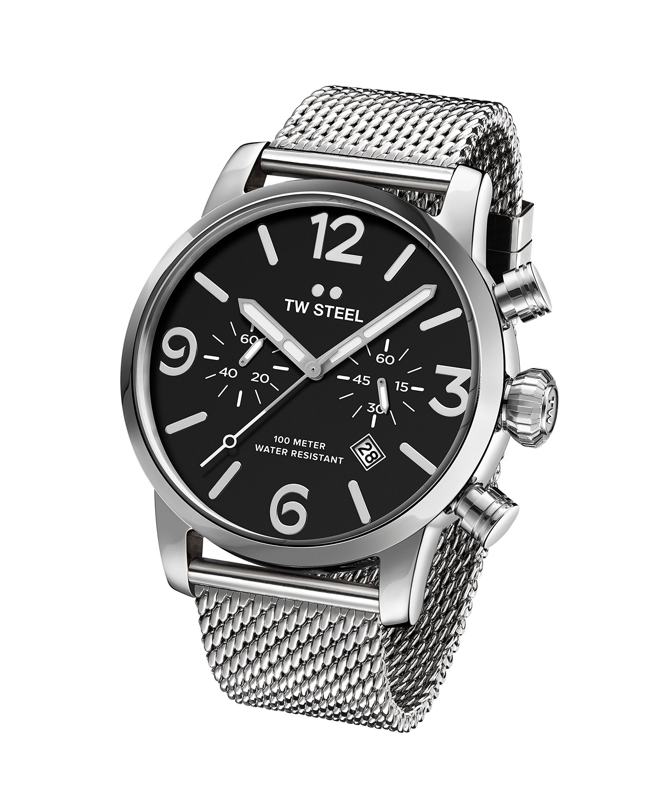 TW Steel Maverick Unisex Quartz Watch - Black Dial Analog Display with Grey Stainless Steel Bracelet | Stylish Casual & Business Wear for Men & Women