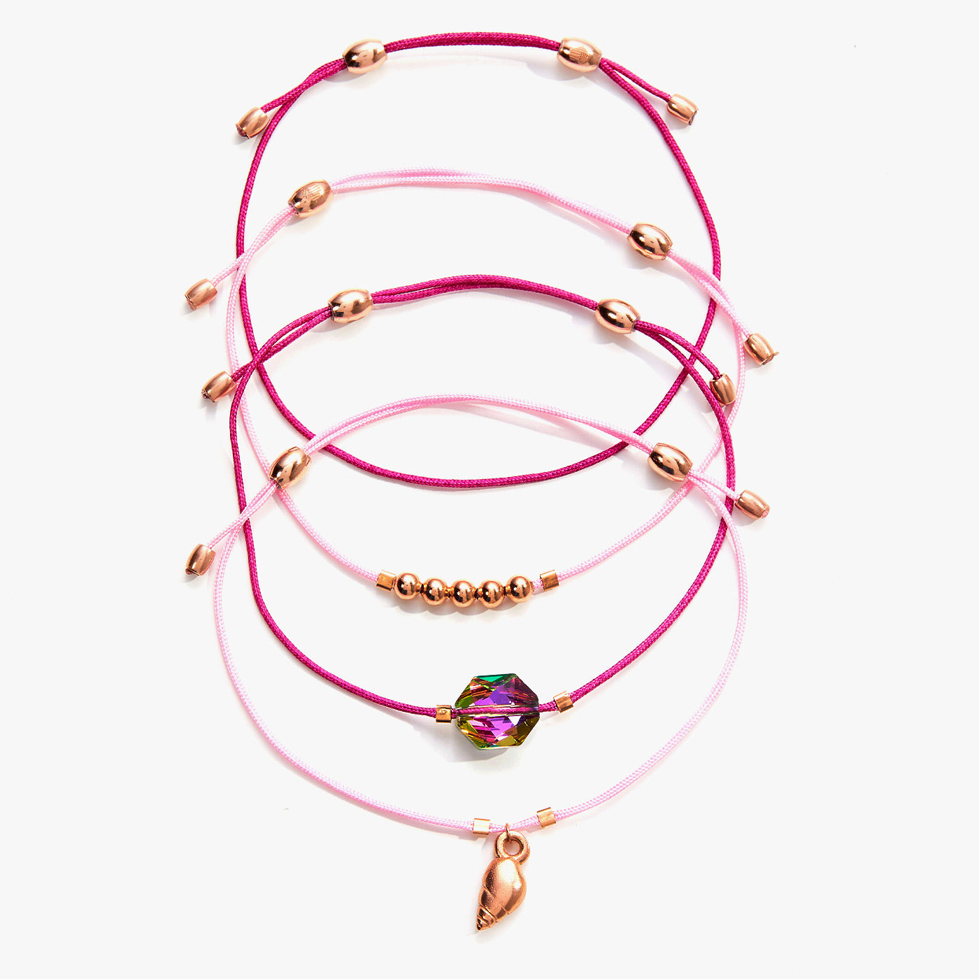 Natural Conch Shell Cord Bracelets Set of 4 - Handmade Beach Style Adjustable Rope Bracelets for Women - Perfect for Summer Vacation, Boho Fashion & Beach Party Accessories