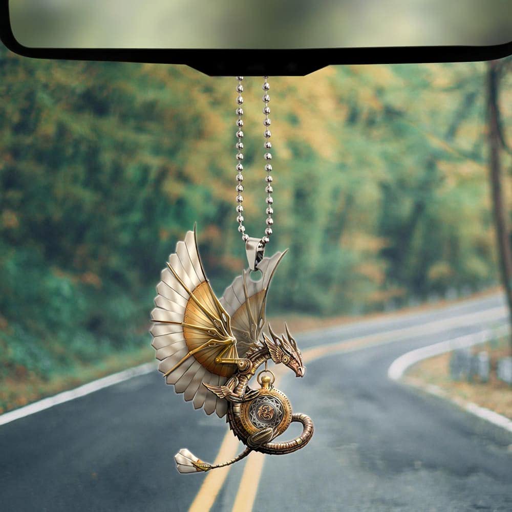Dragon Ornament for Christmas - Colorful Car Hanging Decor, Creative Mirror Accessories for Home, Shelves & Festival Decoration | Perfect for Holiday Gifts, Car Interior & Window Display