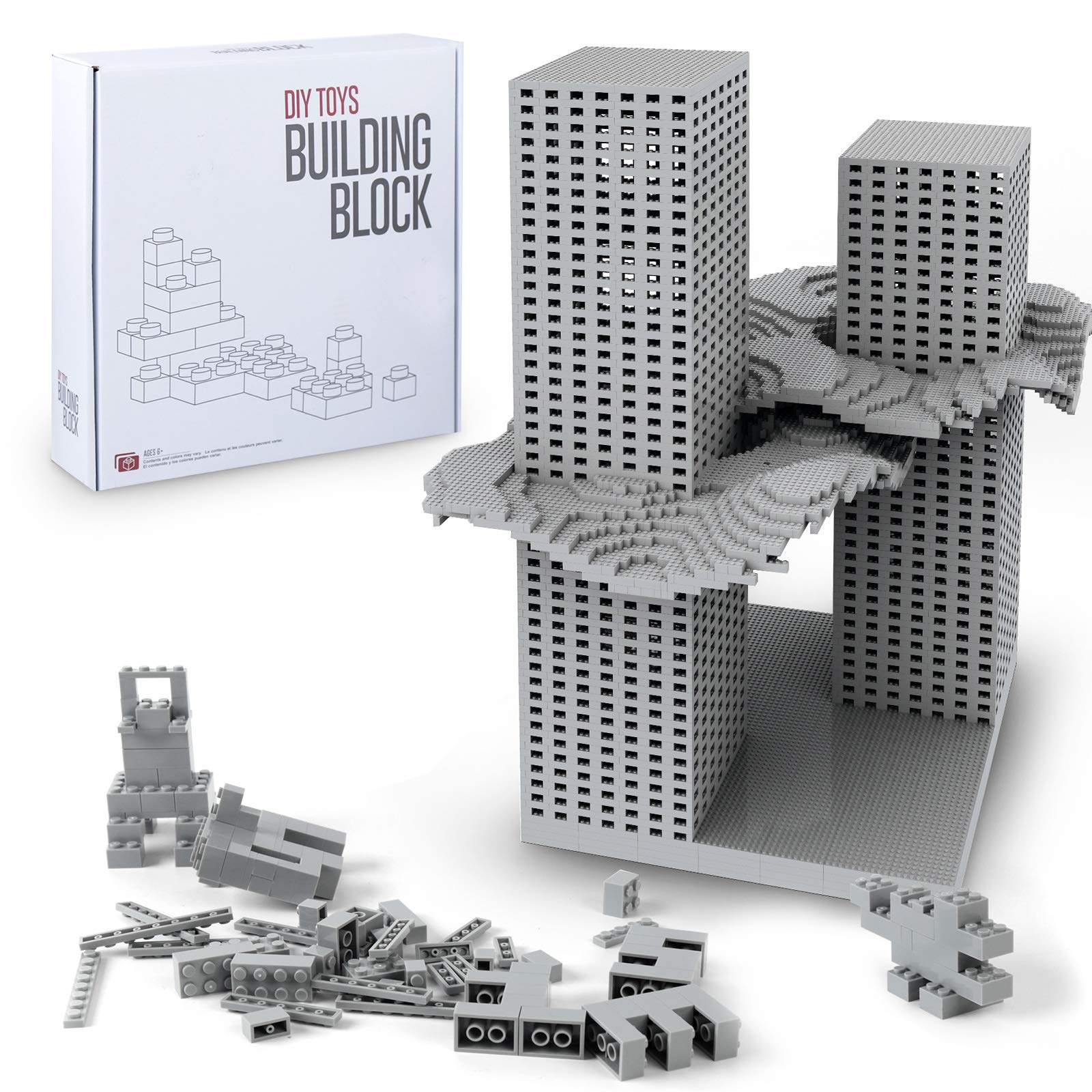Lekebaby 1500 PCS Building Bricks Set - Premium Basic Building Blocks Compatible with LEGO & Major Brands (Gray) - Creative STEM Educational Toys for Kids, Perfect for Classroom & Home Play