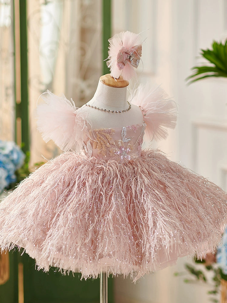 Pink Princess Round Tea Length Tulle Flower Girl Dress - Perfect for Weddings, Birthday Parties & Special Occasions