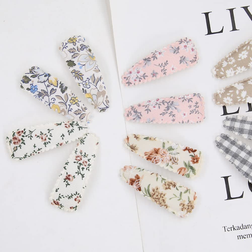 40pcs Baby Hair Clips with Floral Fabric Design - Snap Barrettes for Girls, Infants & Toddlers - Soft Hair Accessories for Everyday Use, Parties & Special Occasions