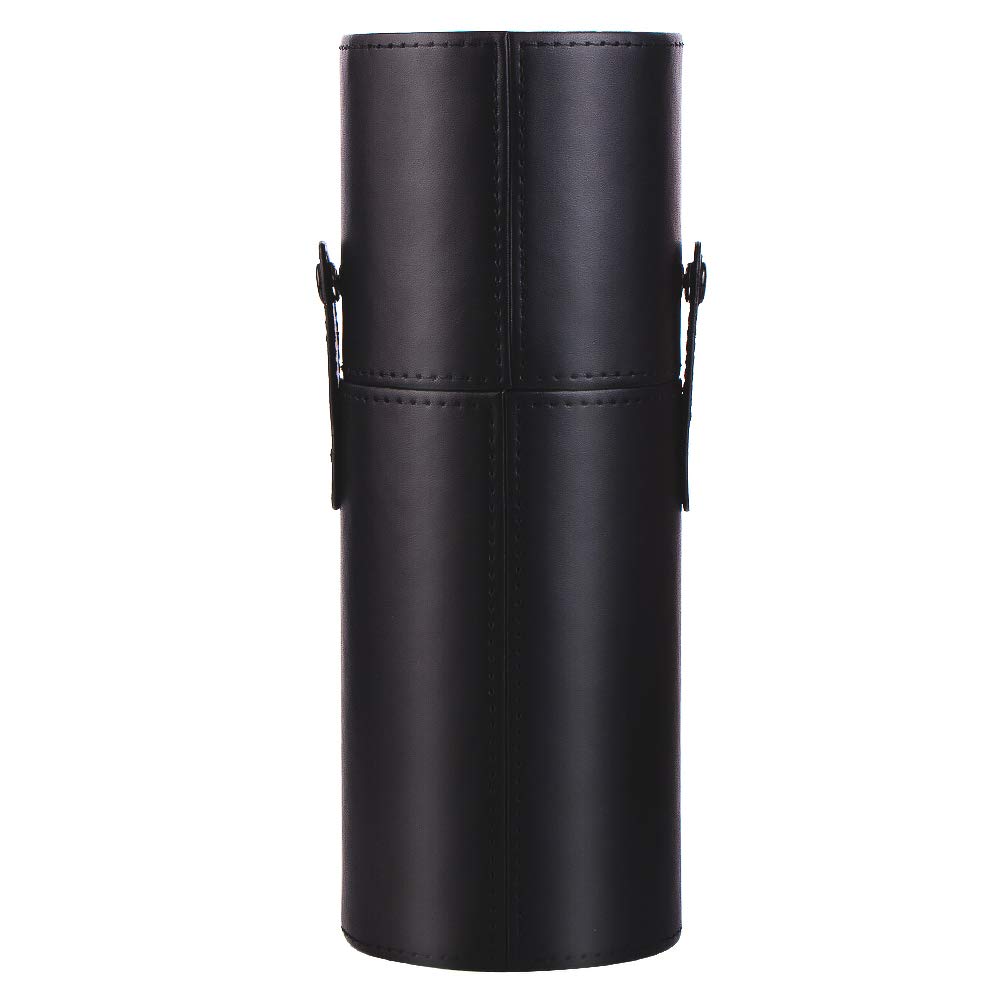 UNIMEIX Leather Makeup Brush Case Holder - Large Travel Organizer for 10-18 Makeup Brushes & Pencils (Black) | Perfect for Professional Artists & Travel Cosmetics Storage