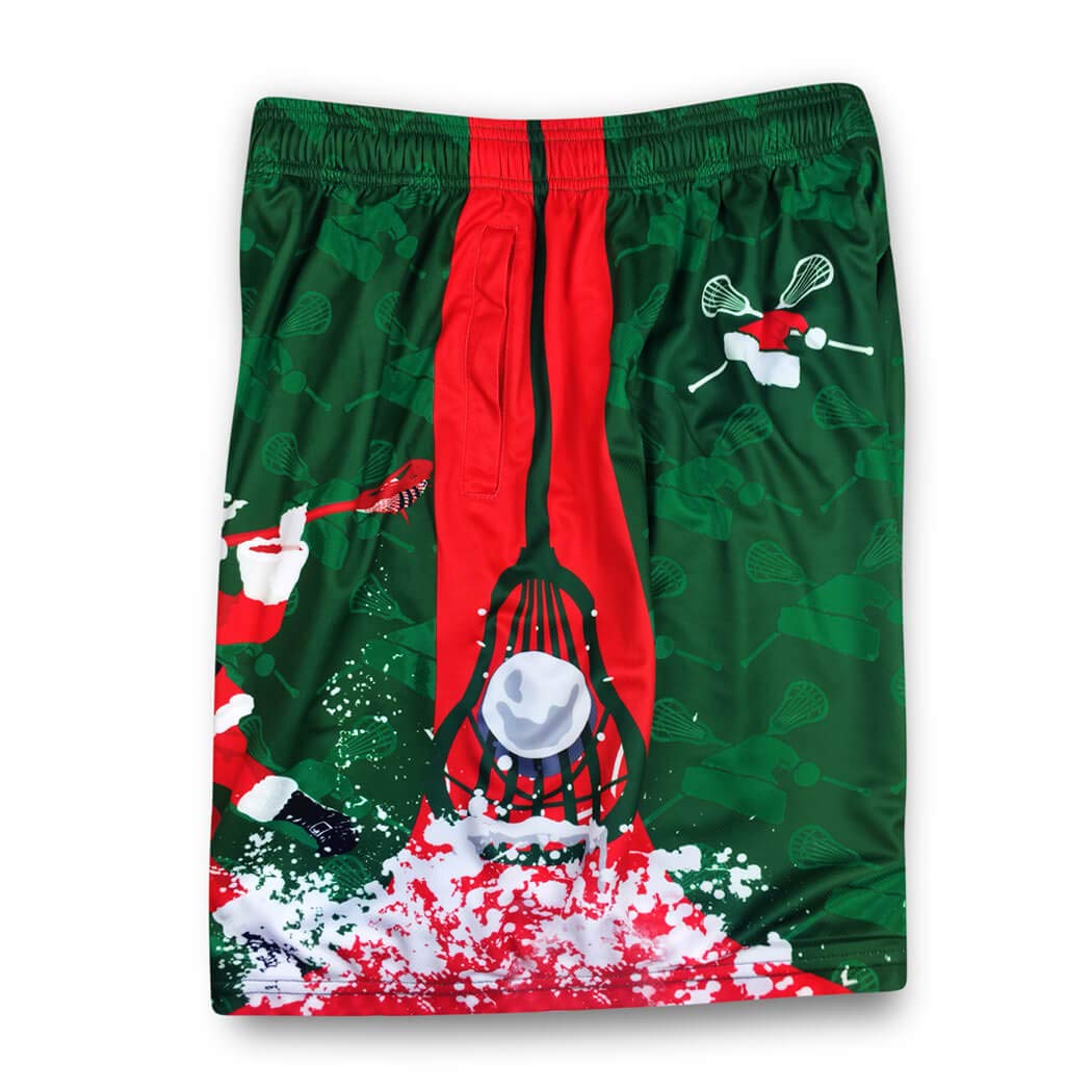 Santa Laxer Christmas Lacrosse Shorts for Men & Youth - Breathable Athletic Performance Shorts for Lacrosse Training & Games | Holiday Sports Apparel