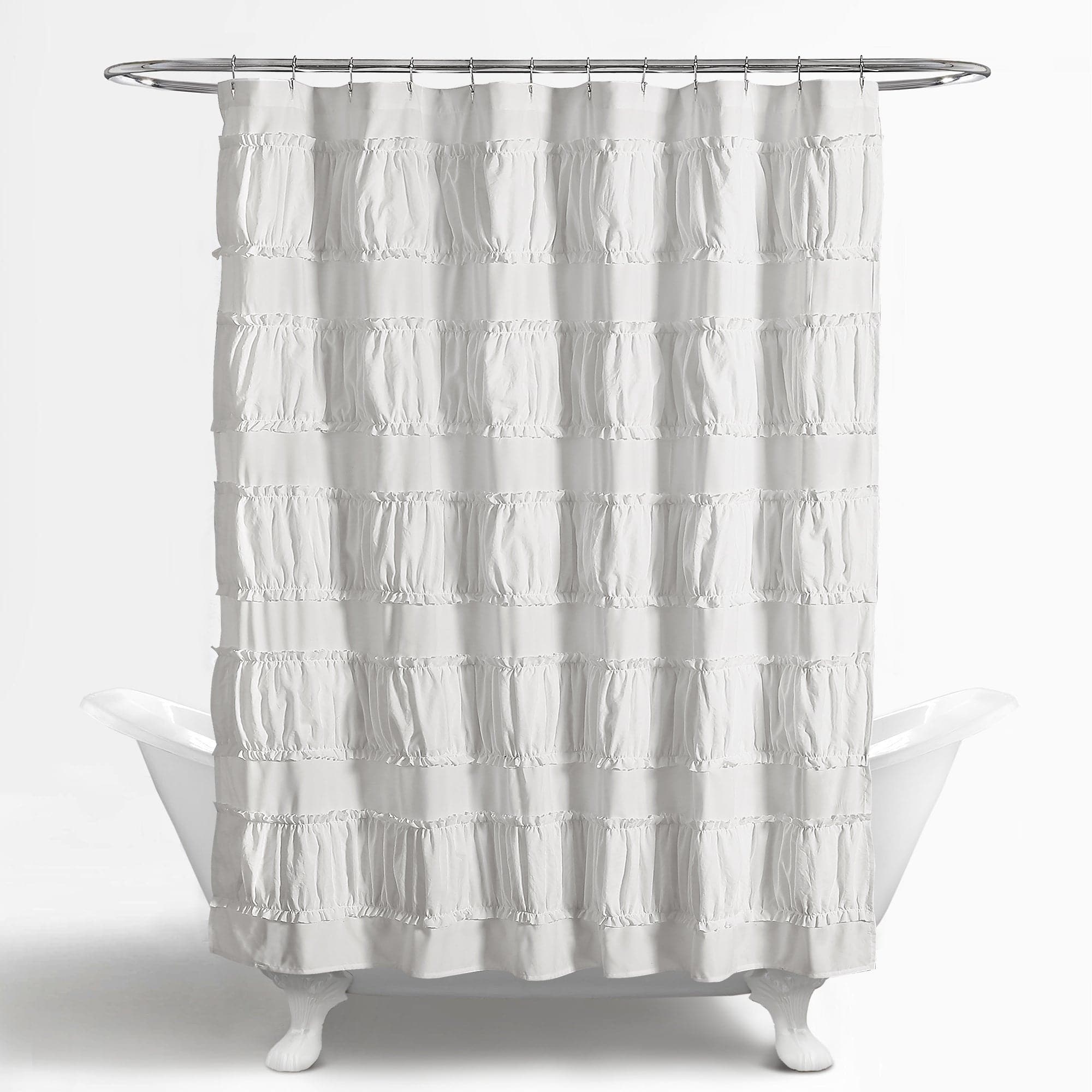 Nova Ruffle Shower Curtain - Waterproof Bathroom Decor with Elegant Ruffles for Modern Home, Perfect for Bathroom, Guest Room, and Spa Retreat