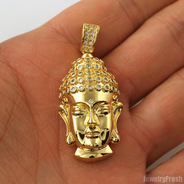 3D Gold-Plated CZ Buddha Head Pendant Necklace for Men & Women - Spiritual Jewelry for Meditation, Yoga & Buddhist Gifts