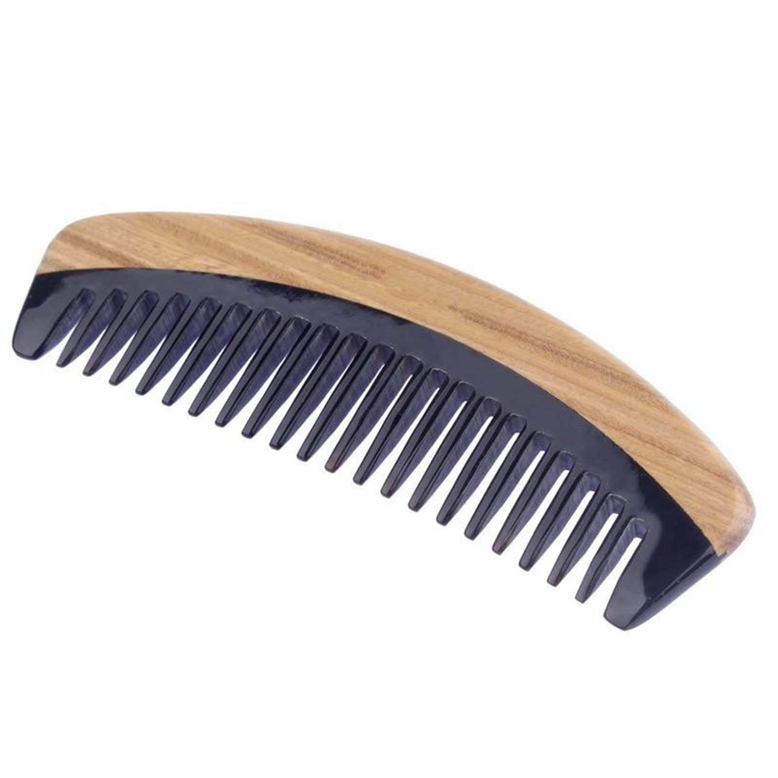 BAWHO Horn and Green Sandalwood Comb - Anti-Static Hair Brush for Styling & Scalp Massage - Natural Wooden Comb for Men & Women - Perfect for Home, Travel, and Salon Use